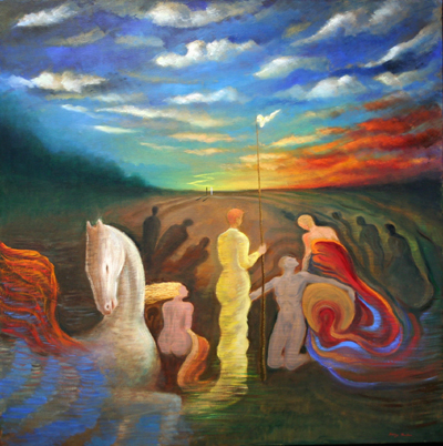 ELLING REITAN Truth Carriers Oil Painting Original Surrealism ELLING REITAN Truth Carriers Oil Painting Original Surrealism